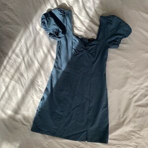 Blue Twist-Front Bodycon Dress